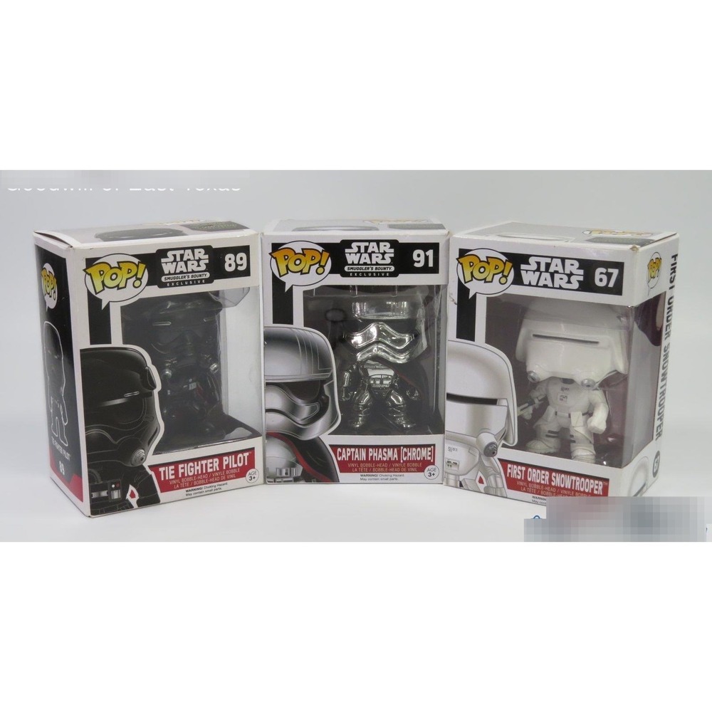Funko Pop Star Wars Lot 67 89 91 Captain Phasma Chrome Tie Pilot Snowtrooper
